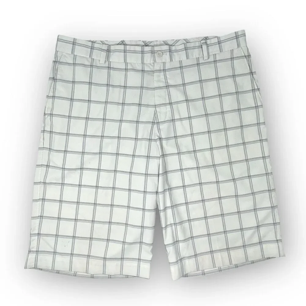 Nike White Black Gray Check Performance Golf Shorts 487306 Men’s Size 36 Flawed
